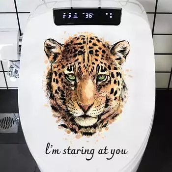 Наклейка на унитаз с животными, съемная самоклеящаяся водостойкая ПВХ настенная наклейка для гостиной, ванной комнаты D