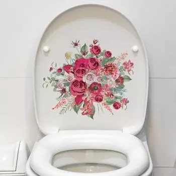 Наклейка на унитаз, сильный клей, яркий цвет, наклейка с цветочным узором, съемная наклейка на стену для дома, ванной комнаты Flower