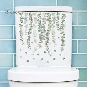 Наклейка на унитаз, зеленое растение, листья, узор, наклейка на крышку унитаза, самоклеящаяся наклейка на стену для декора ванной комнаты Flower