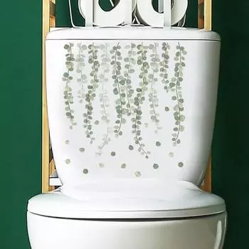 Наклейка на унитаз, зеленое растение, листья, узор, наклейка на крышку унитаза, самоклеящаяся наклейка на стену для декора ванной комнаты