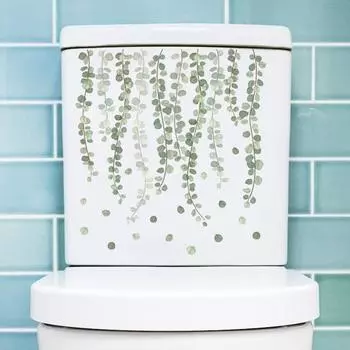 Наклейка на унитаз, зеленое растение, листья, узор, наклейка на крышку унитаза, самоклеящаяся наклейка на стену для декора ванной комнаты Flower