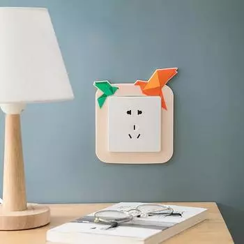 Наклейка на выключатель Очаровательная съемная бумажная журавлиная наклейка на настенный выключатель света 3D мультфильм S бежевый