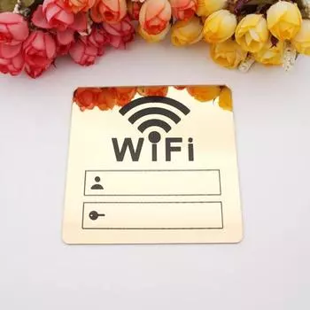 Наклейка на вывеску WiFi, зеркальная поверхность, пароль для учетной записи, акриловая вывеска WiFi, 3D-зеркало серебряный
