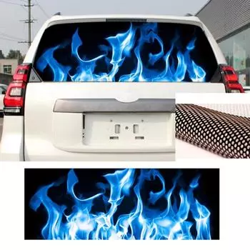 Наклейка на заднее стекло Синий пылающий тотем Наклейка на заднее стекло для внедорожника 135x36см