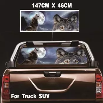 Наклейка на заднее стекло Wolf & Moon Перфорированная графическая наклейка на окно для грузовика, внедорожника 147x46 см