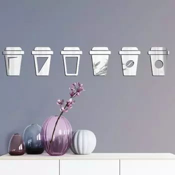 Наклейка на зеркало для чашки, акриловая декоративная наклейка на стену, творческое оформление стены для кухни, чтобы скрыть уродство