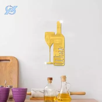 Наклейка на зеркало в виде бокала красного вина, трехмерная акриловая наклейка на стену, фон для гостиной, кухня, ресторан, наклейка