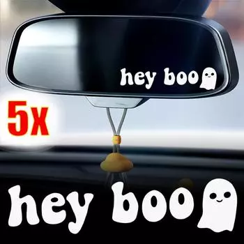 Наклейка на зеркало заднего вида автомобиля Рождество Hey Boo Ghost Персонализированные забавные виниловые наклейки Модификация кузова автомобиля Декоративная наклейка