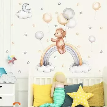 Наклейка-наклейка с рисунком медведя, антидеформированная, съемная, полезная, для гардероба, прихожей, домашний декор серый