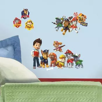 Наклейка Paw Patrol Wall No Wall с персонажем Paw Patrol, 37 шт., детская комната, съемная, пятно, фреска, украшение, наклейка, товары, [Товар]
