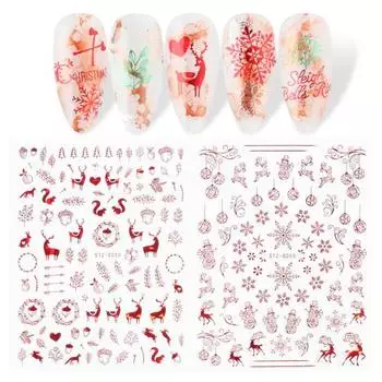 Наклейка-перенос Лось, антипадающая снежинка, снеговик, изысканный 8