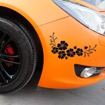 Наклейка с цветами для автомобилей, стен, ноутбуков и других вещей чёрный