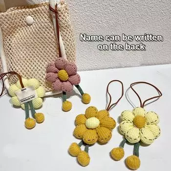 Наклейка с именем подсолнуха, брелок с мультяшным рисунком, тканевый цветочный брелок для ключей, анти-потерянный держатель для ключей, сумка, подвеска, подарки для детей жёлтый