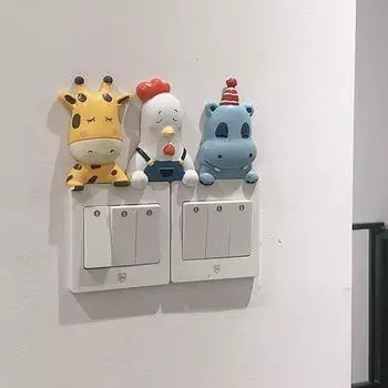 Наклейка с изображением мультфильма «Переключатель», 3D-наклейка на стену «Гиппопотам Жираф», гостиная, спальня, домашний выключатель света, украшения, наклейки с животными