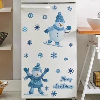 Наклейка с изображением мультфильма Рождественская наклейка со снеговиком Наклейка на лыжи Наклейка на холодильник для кухни 40*60CM/fun-e158