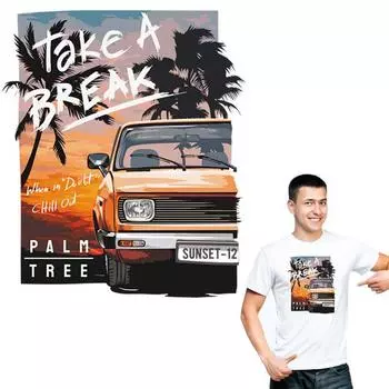 Наклейка с изображением пальмы, Западная нашивка, моющиеся наклейки на одежду, футболка «сделай сам», полосатая нашивка для одежды, термочувствительная 7.7x9 cm