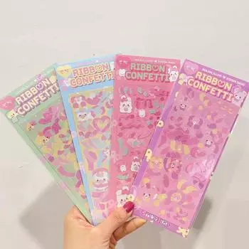 Наклейка с лентой «Любовь» Лазерная блестящая наклейка Звездная погоня Маленькая карточка Материал Goo Card Декоративная наклейка розовый