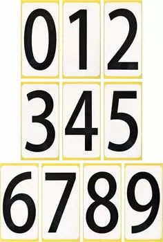 Наклейка с номером на нагруднике 99K091 Yupo Водонепроницаемая большая этикетка с номером PP Обработка Устойчивая к погодным условиям на открытом воздухе x 10 типов от 0 до 9 1 шт.