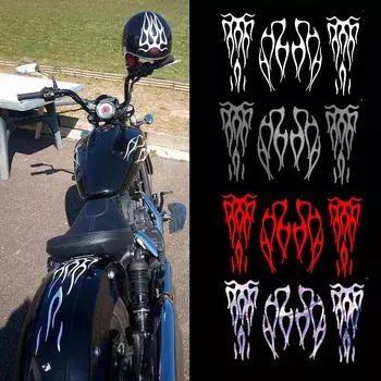 Наклейка с пламенем для бензобака и крыльев мотоцикла, виниловые водонепроницаемые наклейки, 1 комплект серый