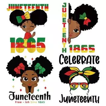 Наклейка с теплопередачей на ткани, футболка «Juneteenth», Parches Ropa, толстовки «сделай сам», наклейки на одежду, нашивки для одежды, черные 1865 18.5x23cm