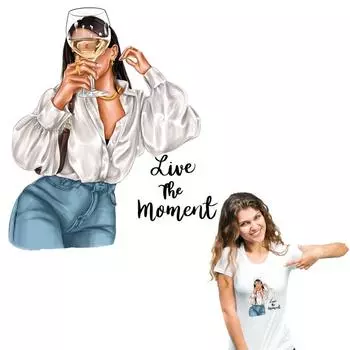 Наклейка с термопереносом железа для одежды, термонакладки с принтом на футболках, сделай сам 6.9x8cm