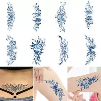 Наклейка с травяной татуировкой, съемное неразмытое украшение A