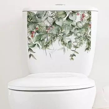 Наклейка самоклеящаяся, сильная липкость, ПВХ, водонепроницаемая, легко очищается, листья растений, наклейка на крышку унитаза Leaf