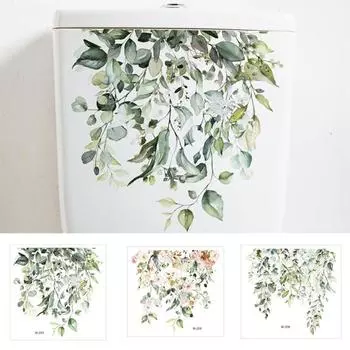 Наклейка самоклеющаяся, сильная липкость, водонепроницаемая, съемная, листья растений, цветы, наклейка на крышку унитаза A