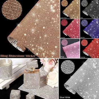 Наклейка со стразами, блестящие стразы для поделок, самоклеящаяся наклейка с бриллиантами, сделай сам, для Black - 9.4x7.8inch(24x20cm)
