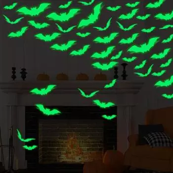 Наклейка Spooky 3D Bat наклейки долговечная наклейка на стену для Хэллоуина праздничное украшение розовый