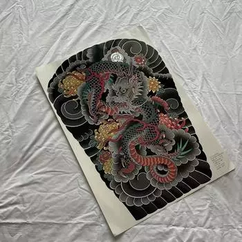 Наклейка-татуировка Alexander Irezumi, очень большая спина, длинные рукава, 1 шт., большая спина или длинные ноги