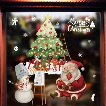 Наклейка устойчивая к разрывам водонепроницаемая многоразовая привлекающая внимание отклеивающаяся и наклеивающаяся сцена с рождественским рисунком A