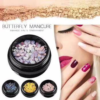 Наклейка в виде бабочки для ногтей, блестки в форме ювелирных изделий, наклейка для ногтей в виде бабочки, сушеная наклейка One Size