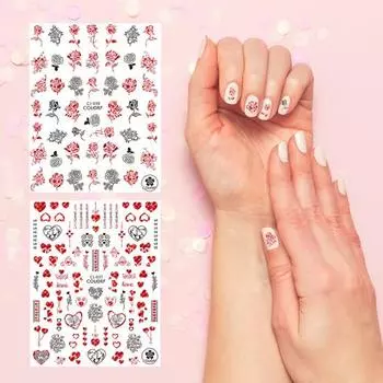 Наклейка в виде сердца в виде розы, устойчивое к падению украшение, долговечный нежный ноготь в виде валентинки для пары F