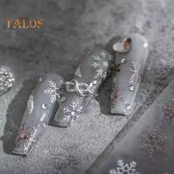 Наклейка в виде снежинки для ногтей, самоклеящаяся декоративная, сильная липкость, стильная минималистичная зимняя наклейка для ногтей в виде снежинки, женская поставка