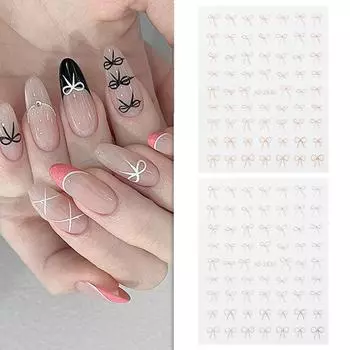 Наклейки-бантики для дизайна ногтей Наклейки-бантики для дизайна ногтей 3D Наклейки-бантики для дизайна ногтей Наклейки для ногтей Украшения для дизайна ногтей белый