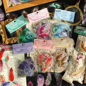 Наклейки для детских тетрадей Yuezhen Feather Fantasy, материал ПВХ, 40 листов.