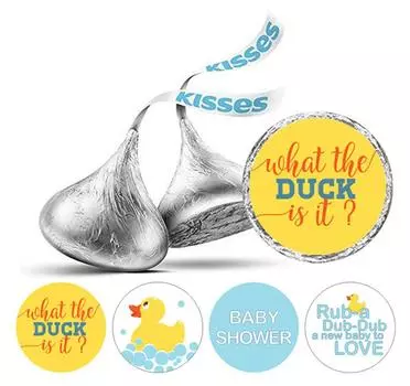 Наклейки для детского душа Darling Souvenir Kisses Chocolate Labels Pack Of 190 Pcs-Yellow & Turquoise 0.75 Inches Diameter жёлтый