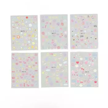 Наклейки для дизайна ногтей, красочные цветы, 3D-мультяшные наклейки, самоклеящиеся милые наклейки для ногтей, сделай сам