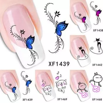 Наклейки для дизайна ногтей, наклейки для переноса воды, 3D наклейки с бабочками, советы, украшение, новинка E разноцветный
