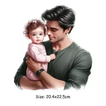 Наклейки для глажки Easy Print Day With Baby Diy Футболка Наклейки для одежды Термопресс Аппликации Parches Ropa Hoodies Термонашивка