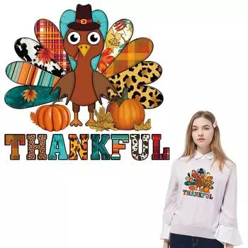 Наклейки для глажки Нашивки с индейкой и тыквой A-Level Моющиеся толстовки Топы Термопресс своими руками Виниловые термонашивки Одежда