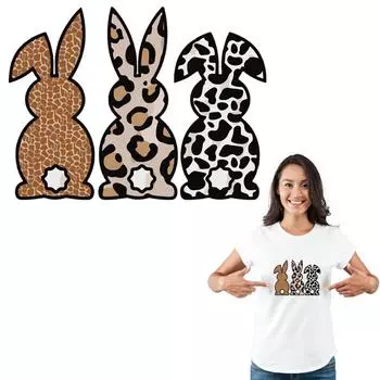 Наклейки для глажки с милым кроликом, нашивки для футболок, джинсов, наклейки для теплопередачи, новый дизайн, моющиеся термонакладки A-уровня 8x6cm