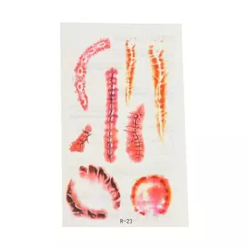 Наклейки для искусства Ужас Рана Шрамы Шрамы Временные татуировки на Хэллоуин Наклейки Слайдер для переноса на воду разноцветный