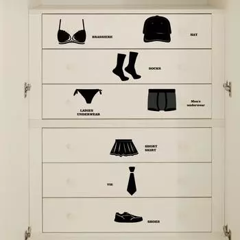 Наклейки для классификации одежды для гардероба Наклейки для классификации шкафов для одежды для раздевалок Обувь Аксессуары для одежды