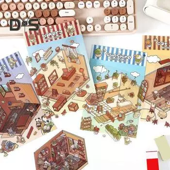 Наклейки для ландшафтного дизайна своими руками 3D Flower Room Cat Cafe Brown Bakery Library Themes Landscape design Sticker Устойчивые к разрывам поверхностные наклейки A