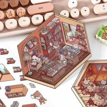 Наклейки для ландшафтного дизайна своими руками 3D Flower Room Cat Cafe Brown Bakery Library Themes Landscape design Sticker Устойчивые к разрывам поверхностные наклейки A
