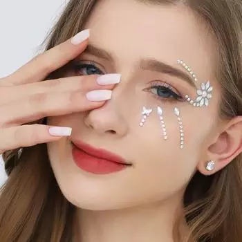 Наклейки для лица и глаз для женщин, самоклеящиеся стразы, макияж, татуировки, наклейки для ногтей E