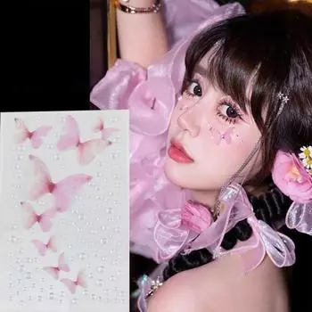 Наклейки для лица с бабочками, аксессуары, самоклеящиеся тонкие дизайнерские декоративные наклейки для макияжа глаз, боди-арт, наклейки для вечеринок, фестивалей C