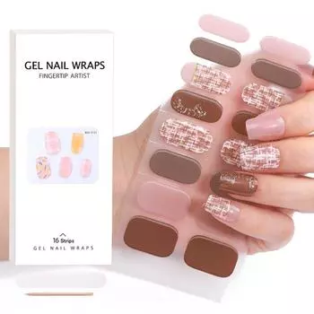 Наклейки для маникюра с гелем, горячее тиснение, УФ-терапия, полуотвержденные наклейки для ногтей BSG-0362